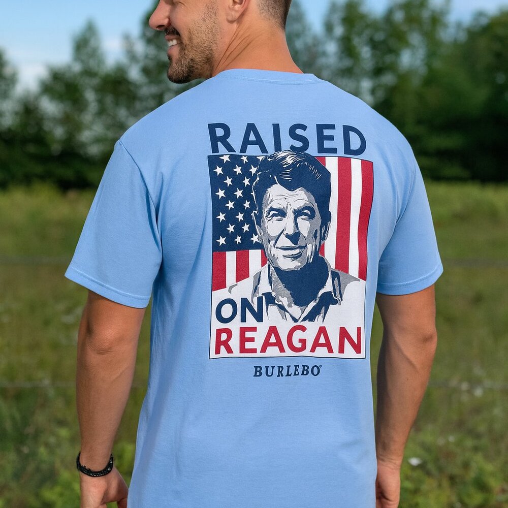 SOLD! BURLEBO - NEW RAISED ON REGAN SHORT SLEEVE - LIGHT BLUE